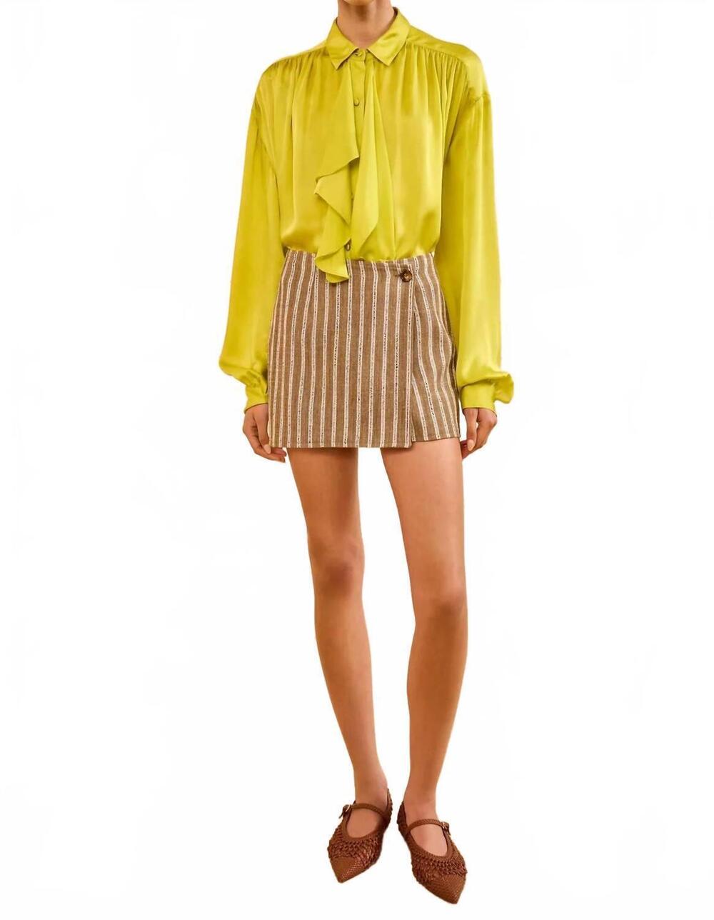 NEW ULLA JOHNSON doria mini skirt in brown grey